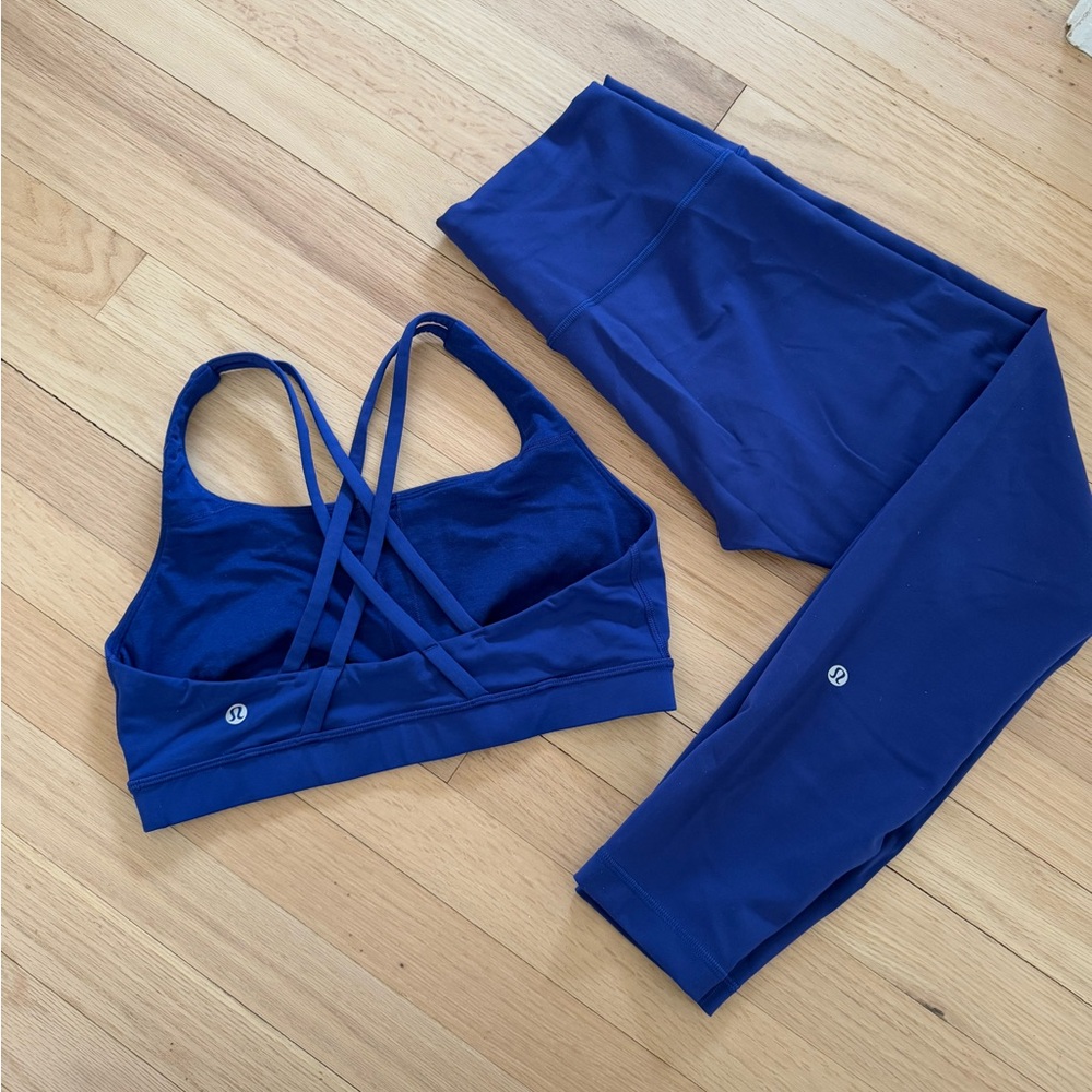 Lululemon Yoga Blue Sports Bra and Leggings Set